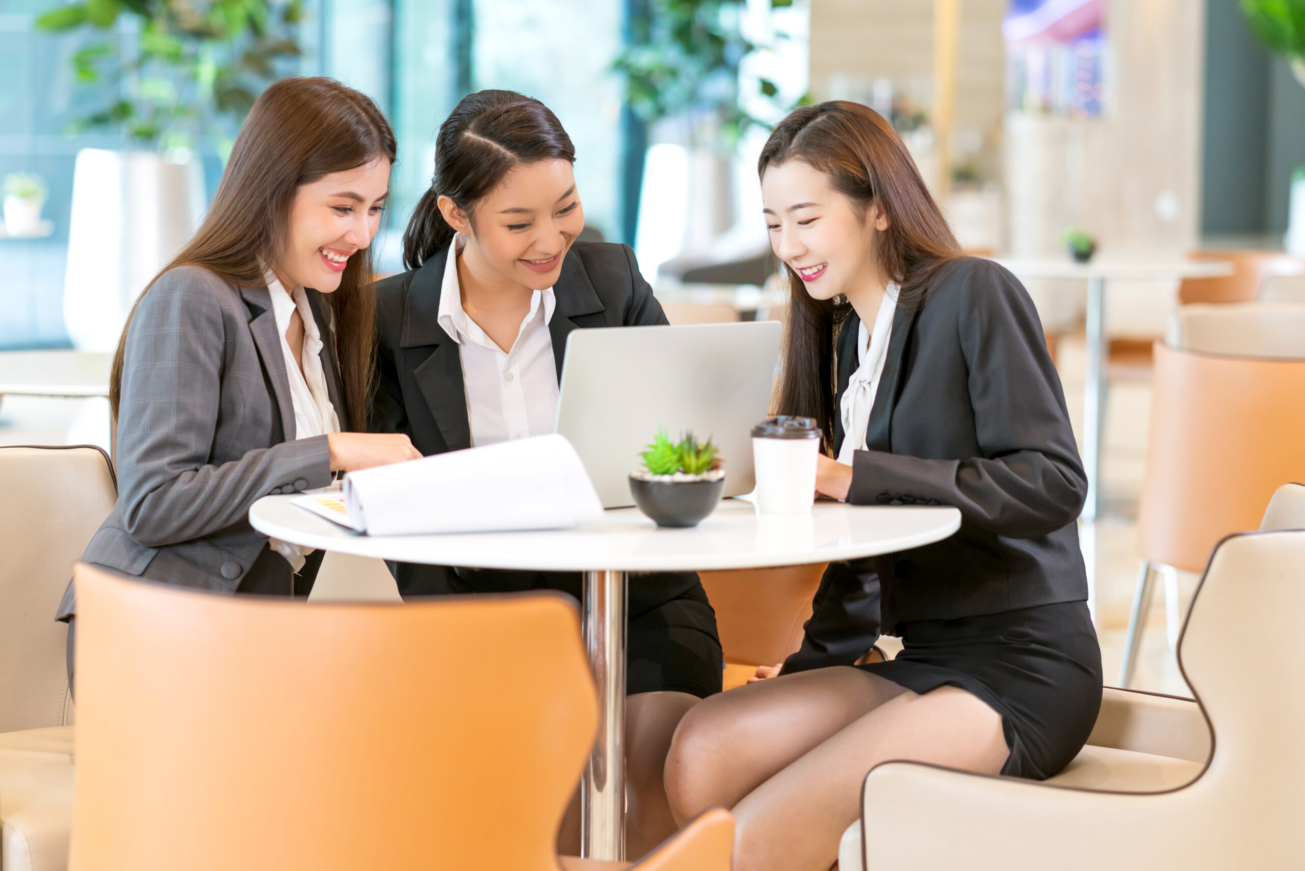group of business asian female business uniform casual meeting o